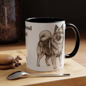 11oz Keeshond Dog Dad Mug, Black, lifestyle photo