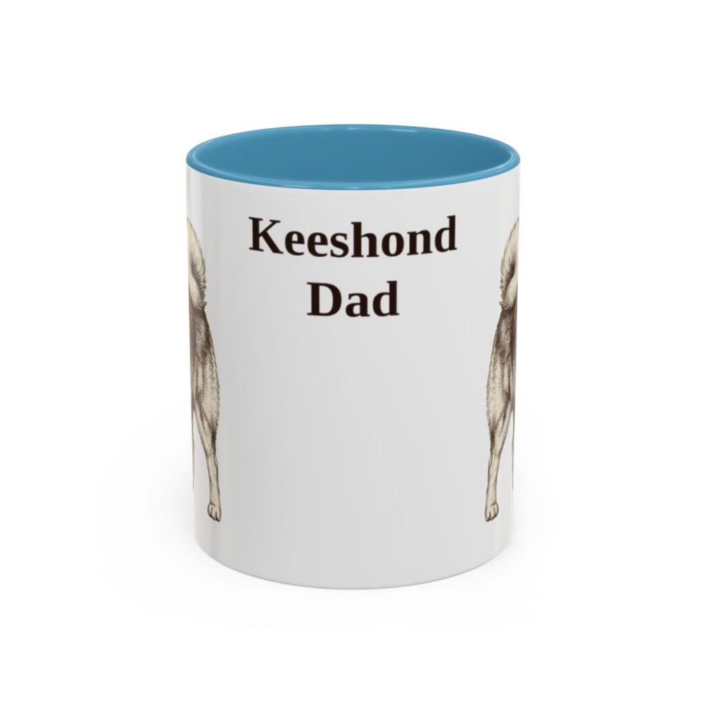 11oz-keeshond-mug-dad-light-blue 11oz Keeshond Dog Dad Mug, Light Blue, front view