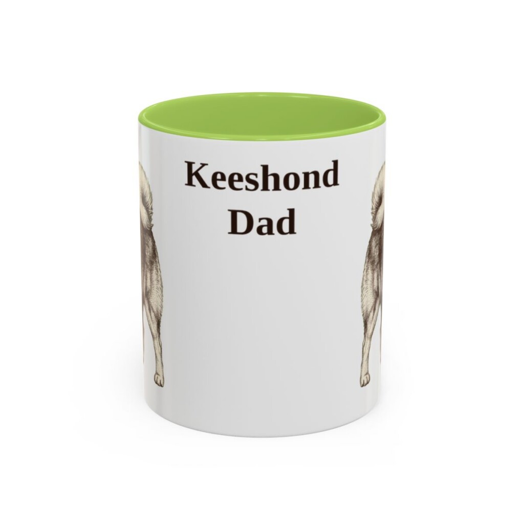 11oz-keeshond-mug-dad-light-green 11oz Keeshond Dog Dad Mug, Light Green, front view