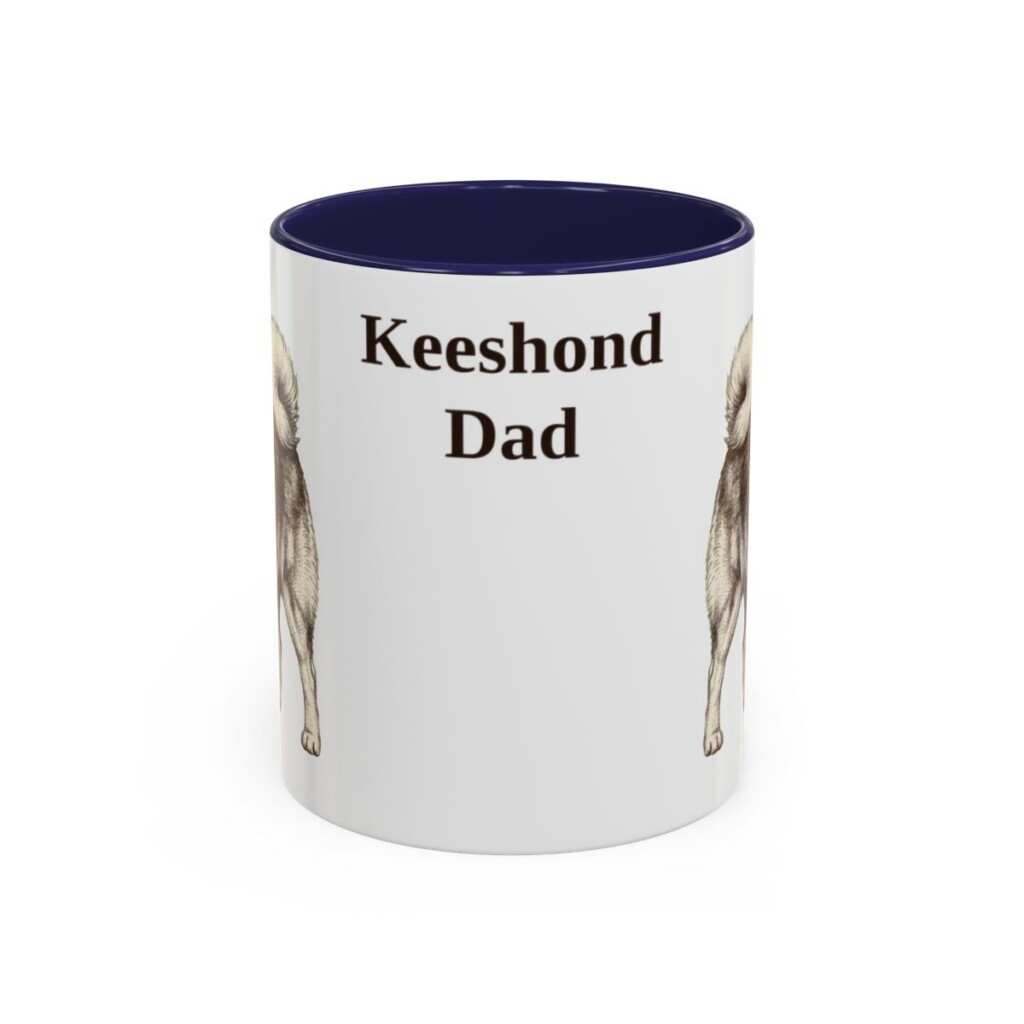 11oz-keeshond-mug-dad-navy 11oz Keeshond Dog Dad Mug, Navy, front view