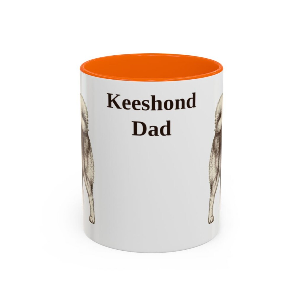 11oz-keeshond-mug-dad-orange 11oz Keeshond Dog Dad Mug, Orange, front view