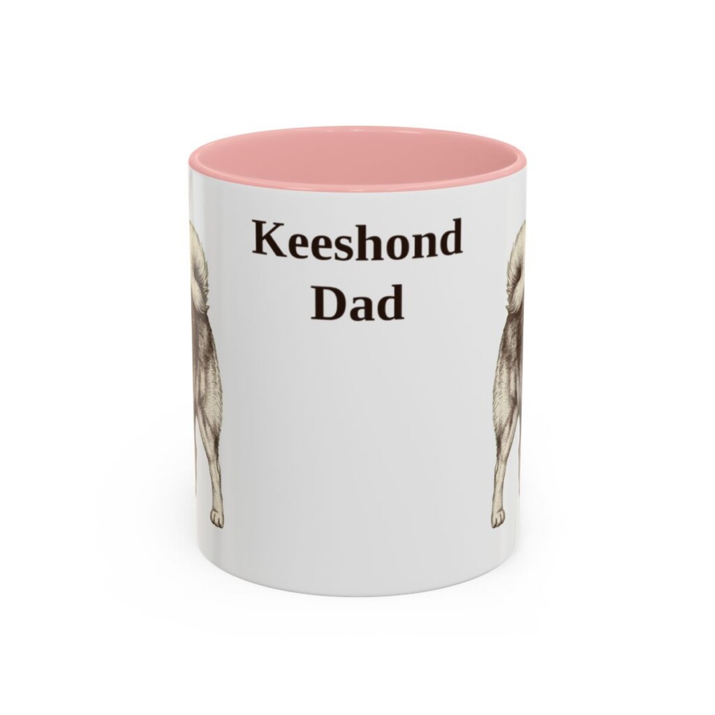 11oz-keeshond-mug-dad-pink 11oz Keeshond Dog Dad Mug, Pink, front view