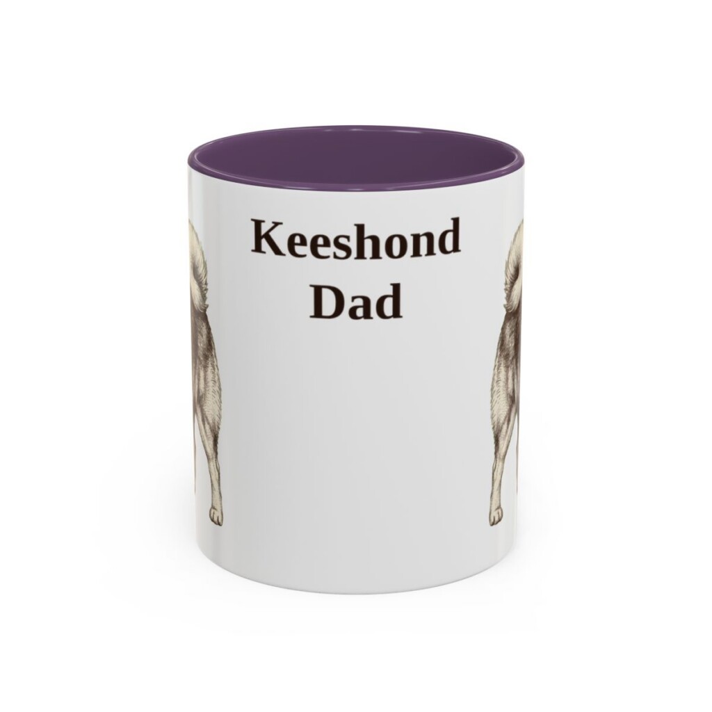11oz-keeshond-mug-dad-purple 11oz Keeshond Dog Dad Mug, Purple, front view