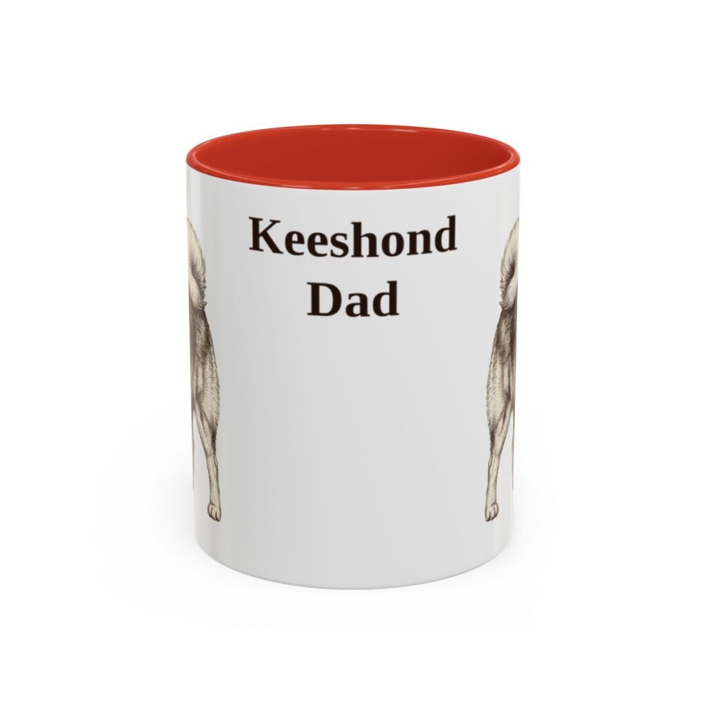 11oz-keeshond-mug-dad-red 11oz Keeshond Dog Dad Mug, Red, front view