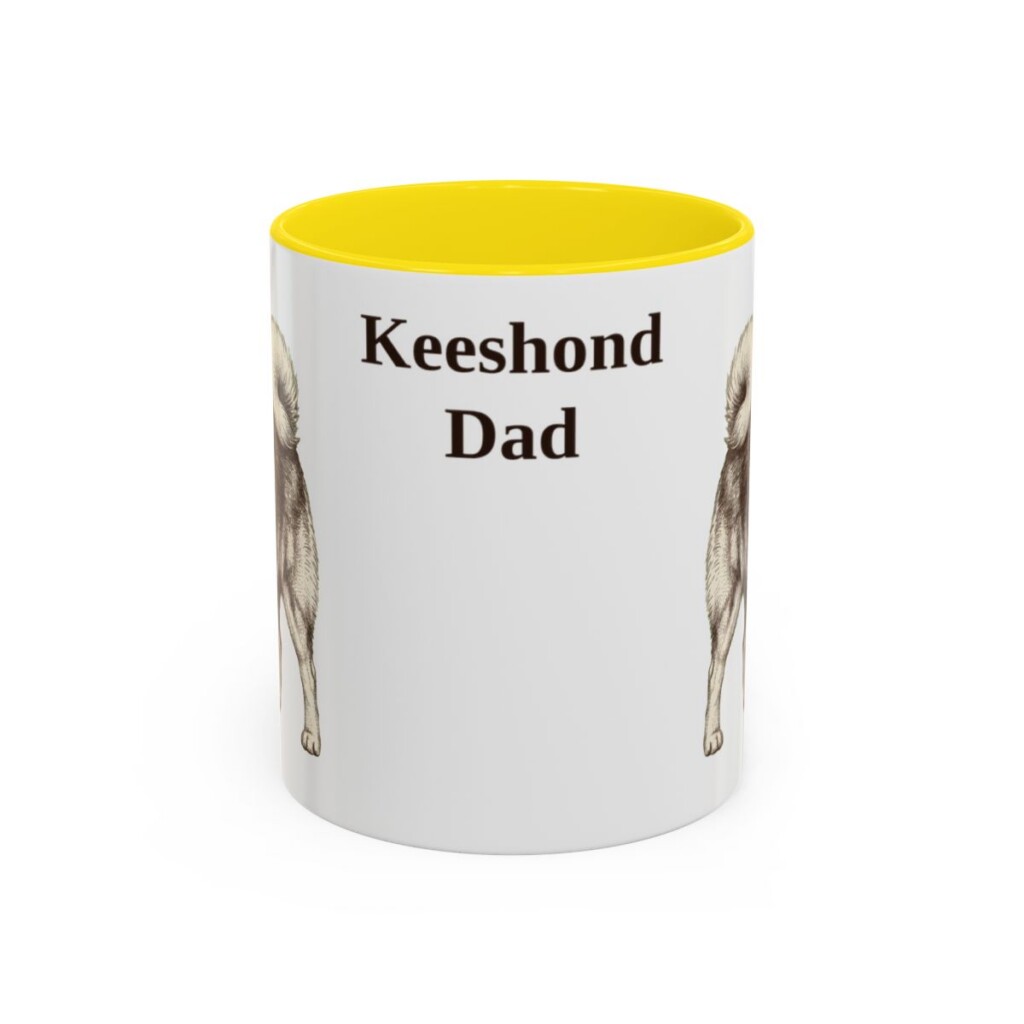 11oz-keeshond-mug-dad-yellow 11oz Keeshond Dog Dad Mug, Yellow, front view