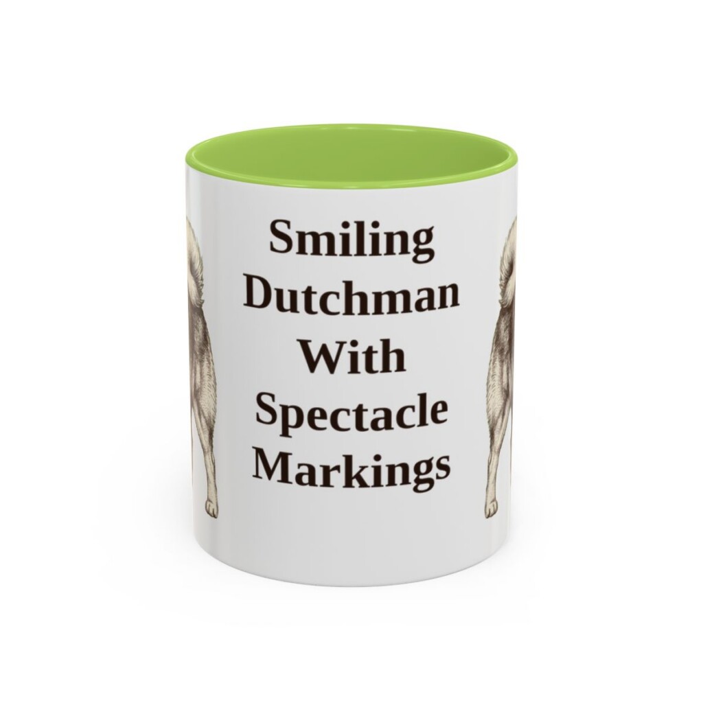 11oz Funny Keeshond Mug, Light Green, front view