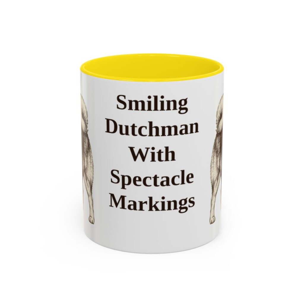 11oz Funny Keeshond Mug, Yellow, front view