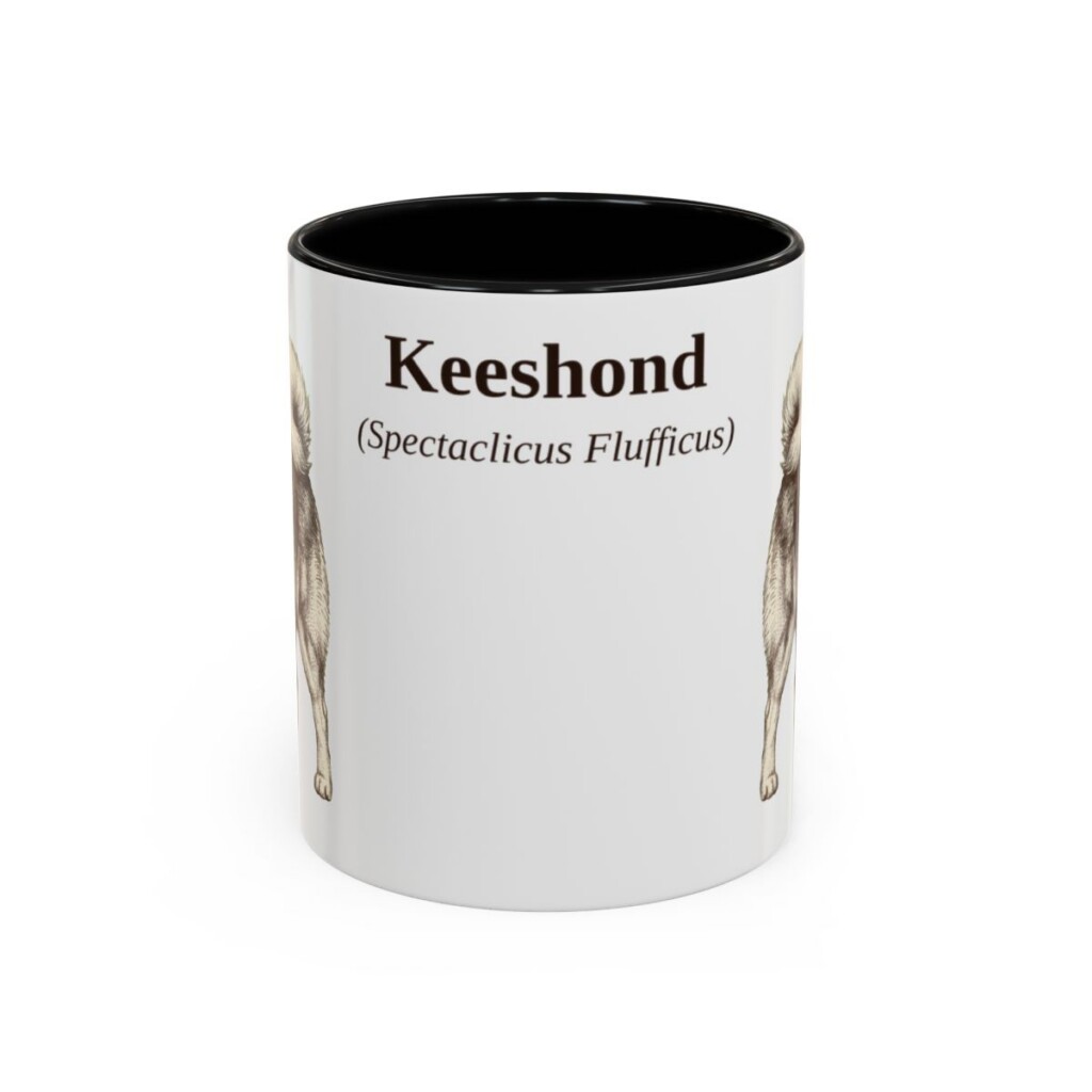 11oz Keeshond Latin Mug, Black, front view