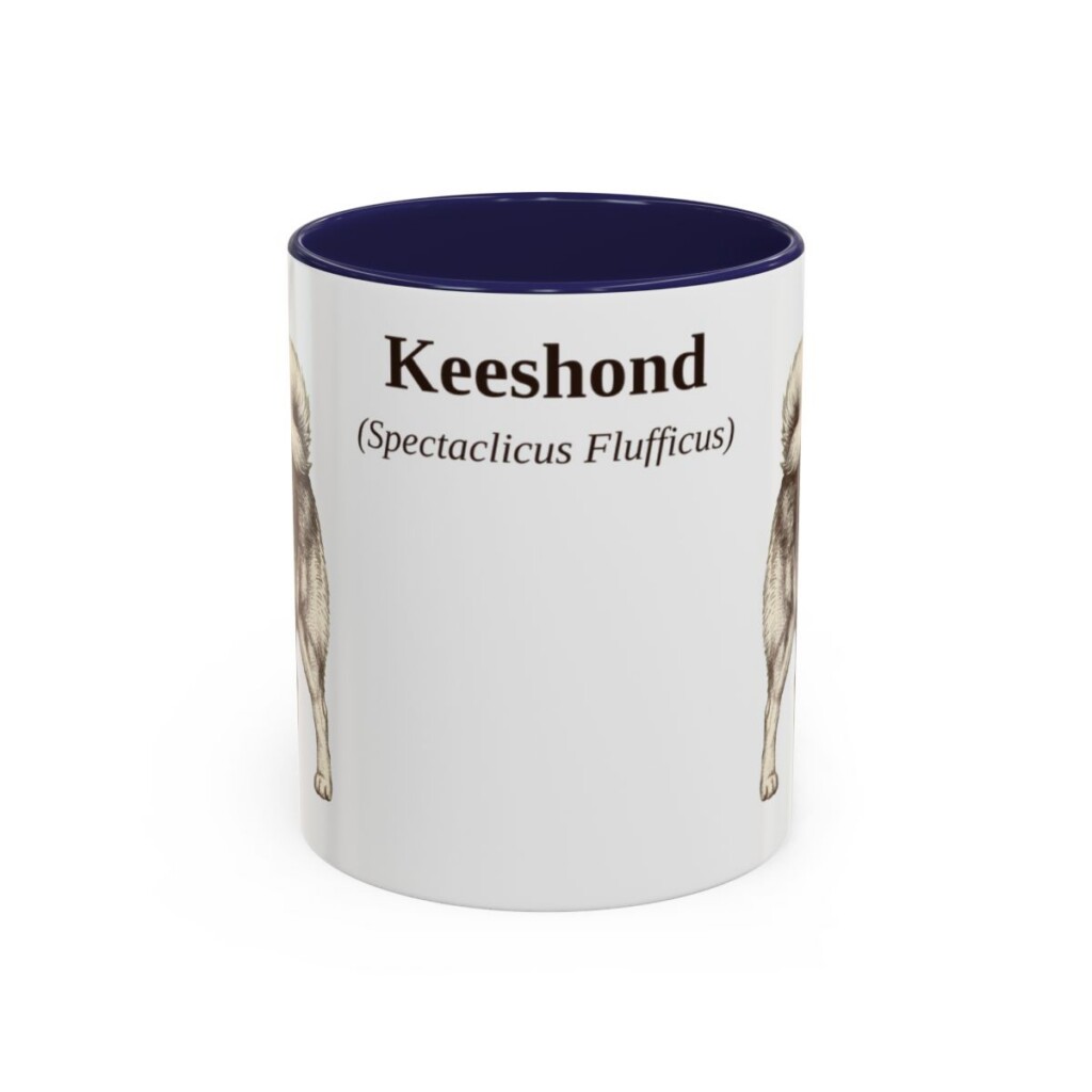 11oz Keeshond Latin Mug, Navy, front view