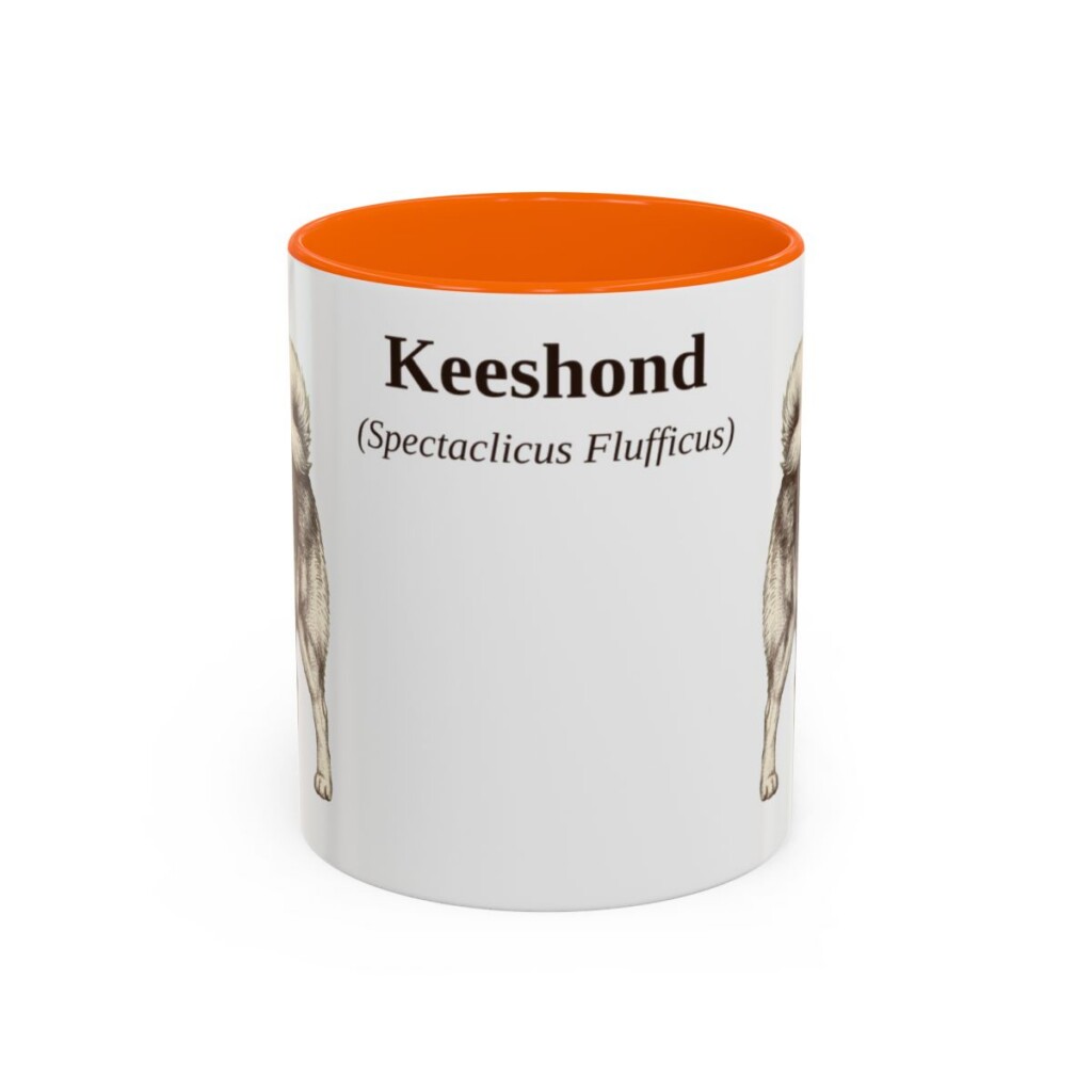 11oz Keeshond Latin Mug, Orange, front view