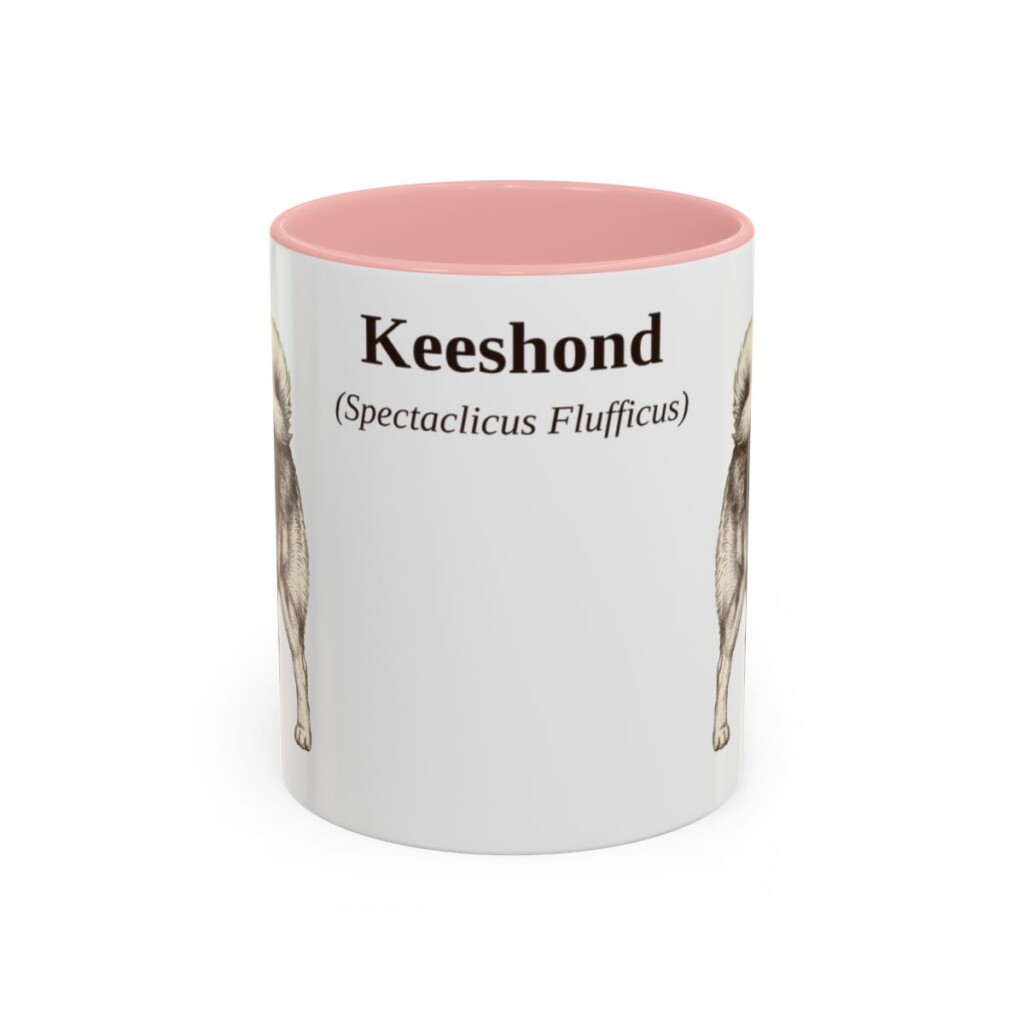 11oz Keeshond Latin Mug, Pink, front view