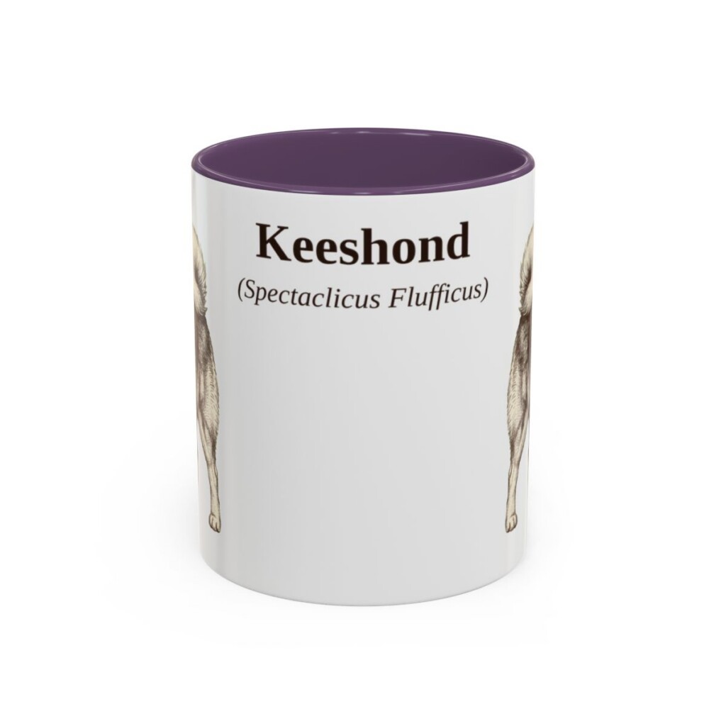 11oz Keeshond Latin Mug, Purple, front view