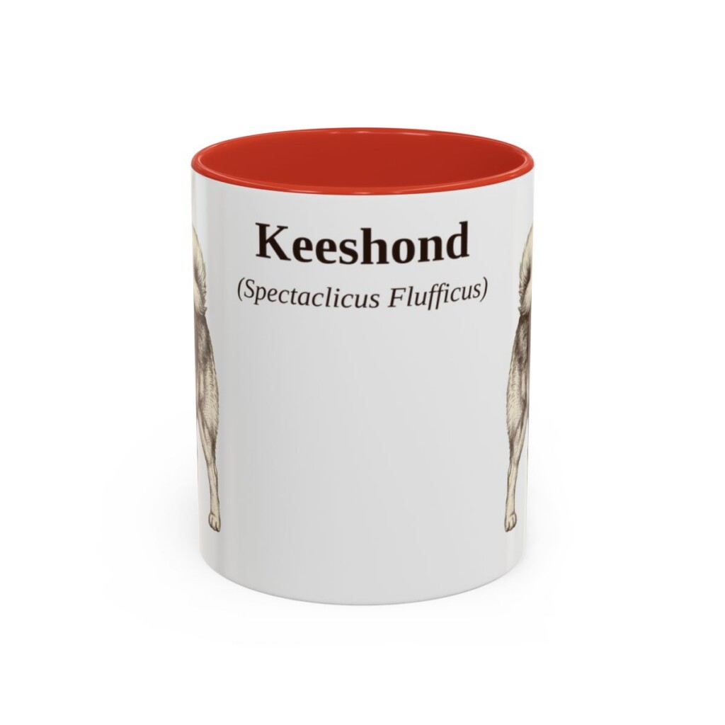 11oz Keeshond Latin Mug, Red, front view
