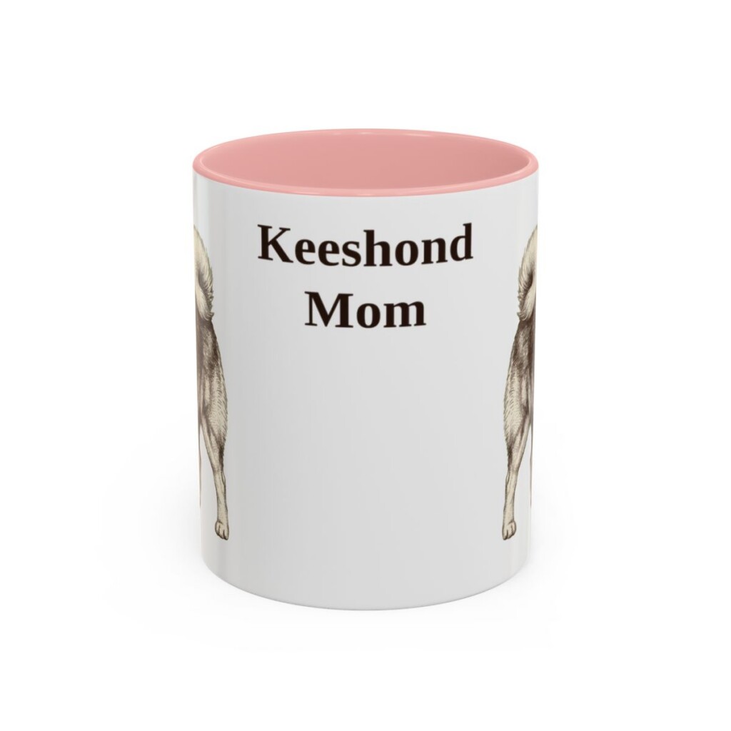 11oz Keeshond Dog Mom Mug, Pink, front view