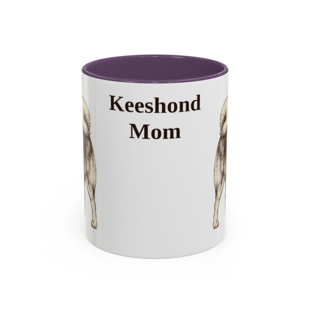 11oz Keeshond Dog Mom Mug, Purple, front view