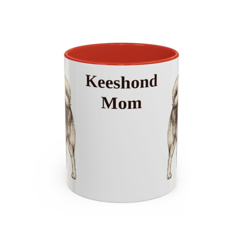 11oz Keeshond Dog Mom Mug, Red, front view