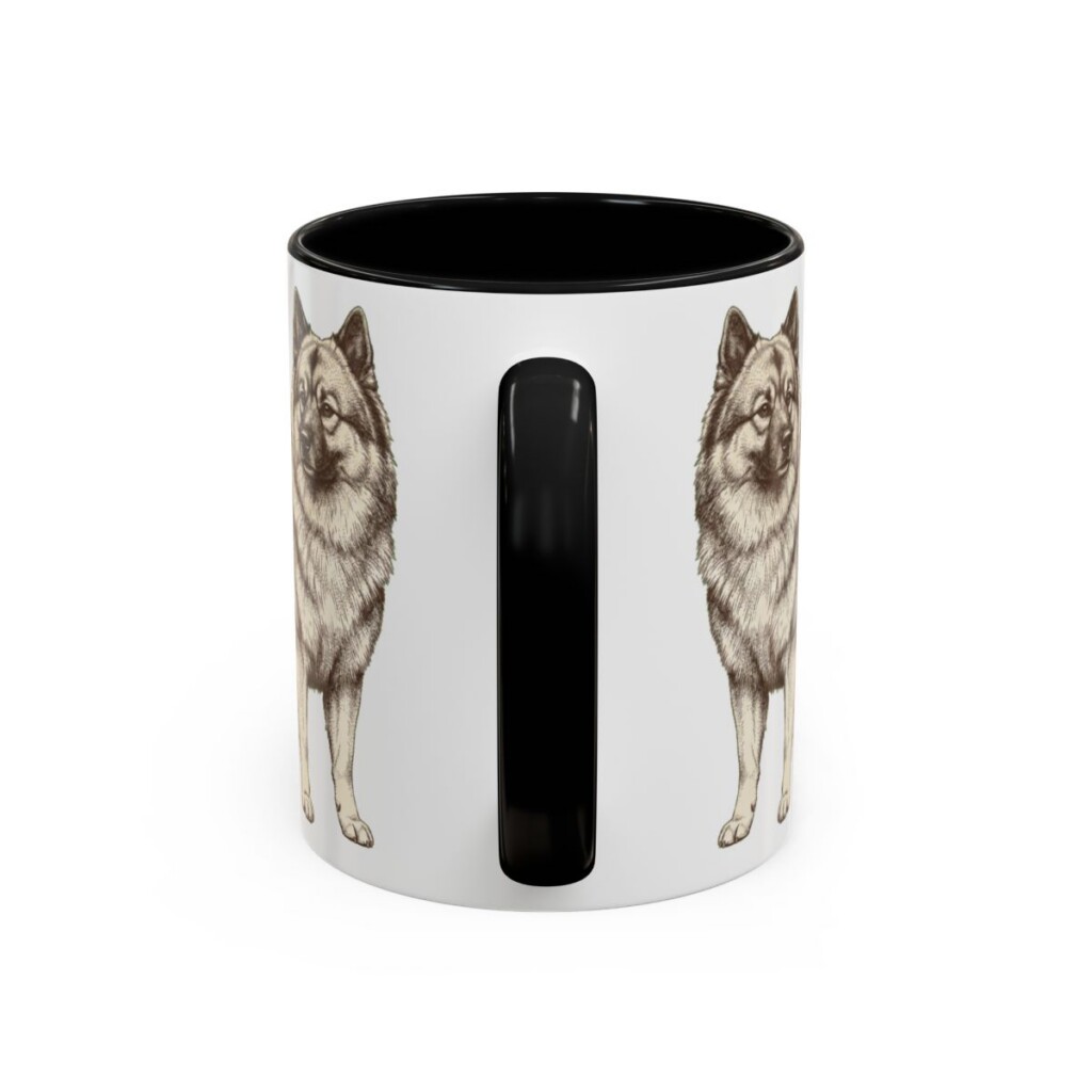 11oz Keeshond Mug, Black, back view