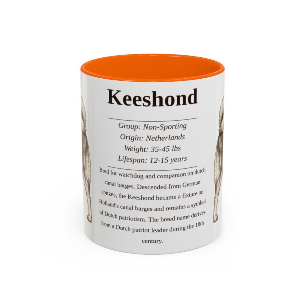 11oz Keeshond Mug, Orange, front view