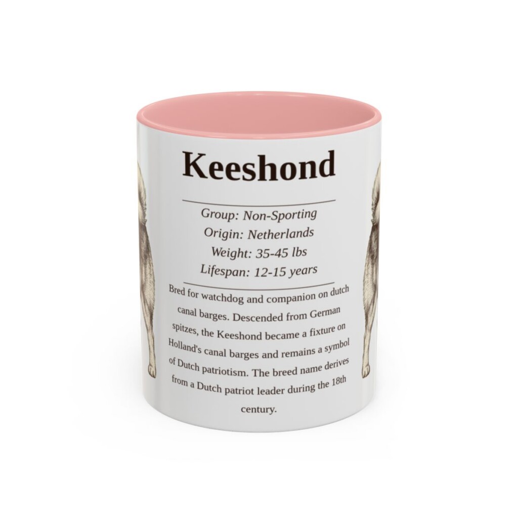 11oz Keeshond Mug, Pink, front view