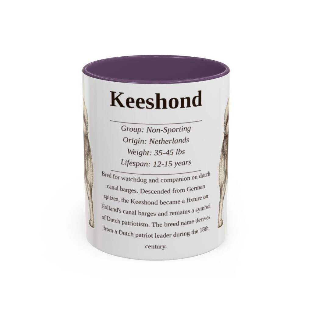 11oz Keeshond Mug, Purple, front view