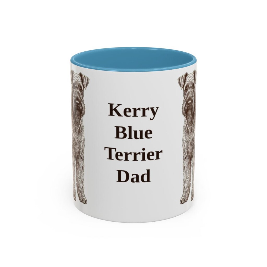 11oz Kerry Blue Terrier Dog Dad Mug, Light Blue, front view