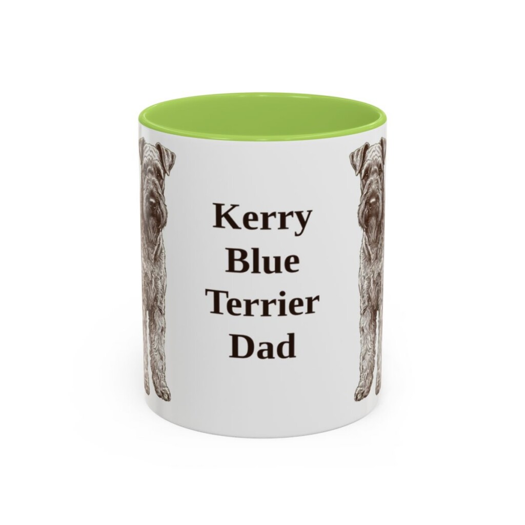 11oz Kerry Blue Terrier Dog Dad Mug, Light Green, front view