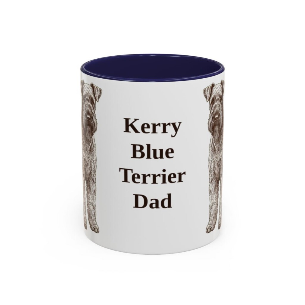 11oz Kerry Blue Terrier Dog Dad Mug, Navy, front view