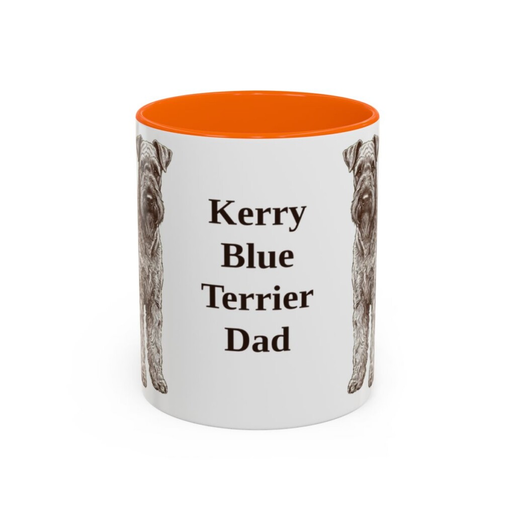 11oz Kerry Blue Terrier Dog Dad Mug, Orange, front view