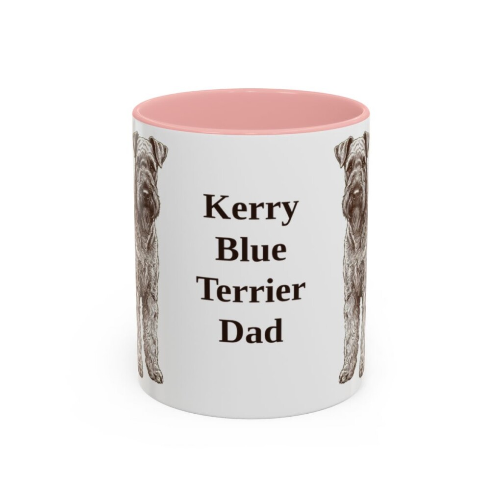 11oz Kerry Blue Terrier Dog Dad Mug, Pink, front view