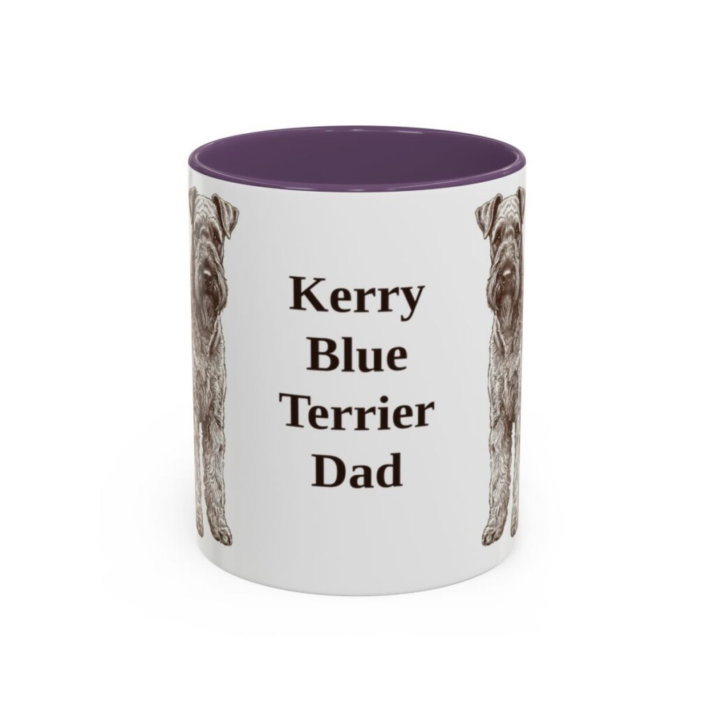 11oz Kerry Blue Terrier Dog Dad Mug, Purple, front view