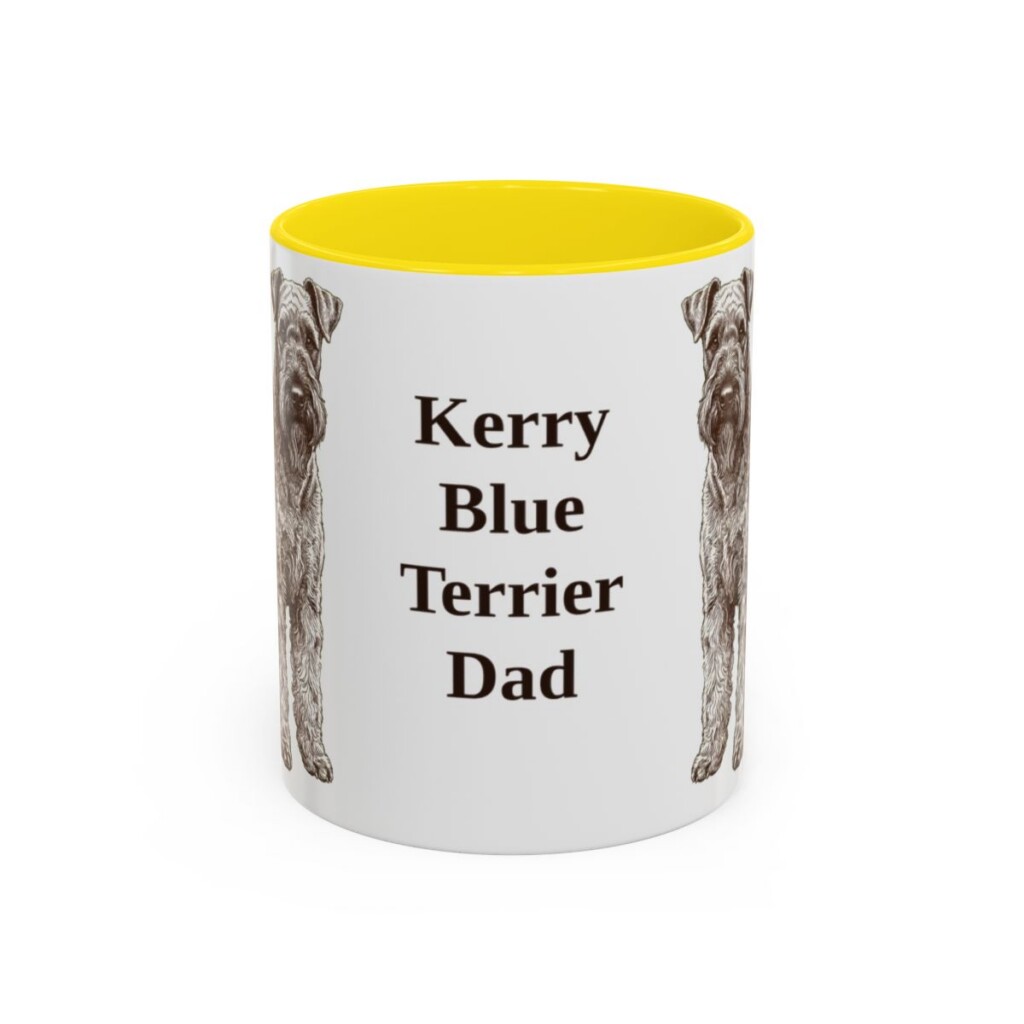 11oz Kerry Blue Terrier Dog Dad Mug, Yellow, front view