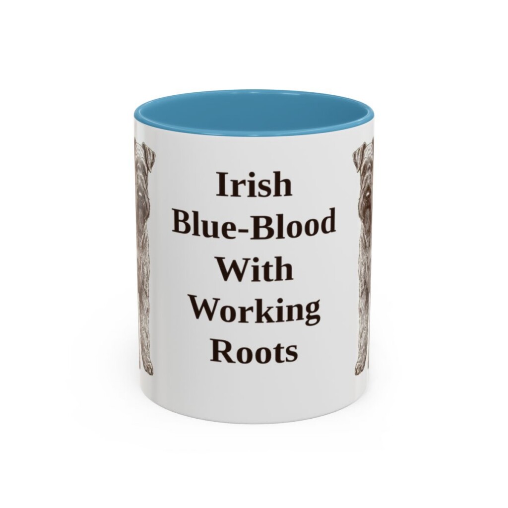 11oz Funny Kerry Blue Terrier Mug, Light Blue, front view