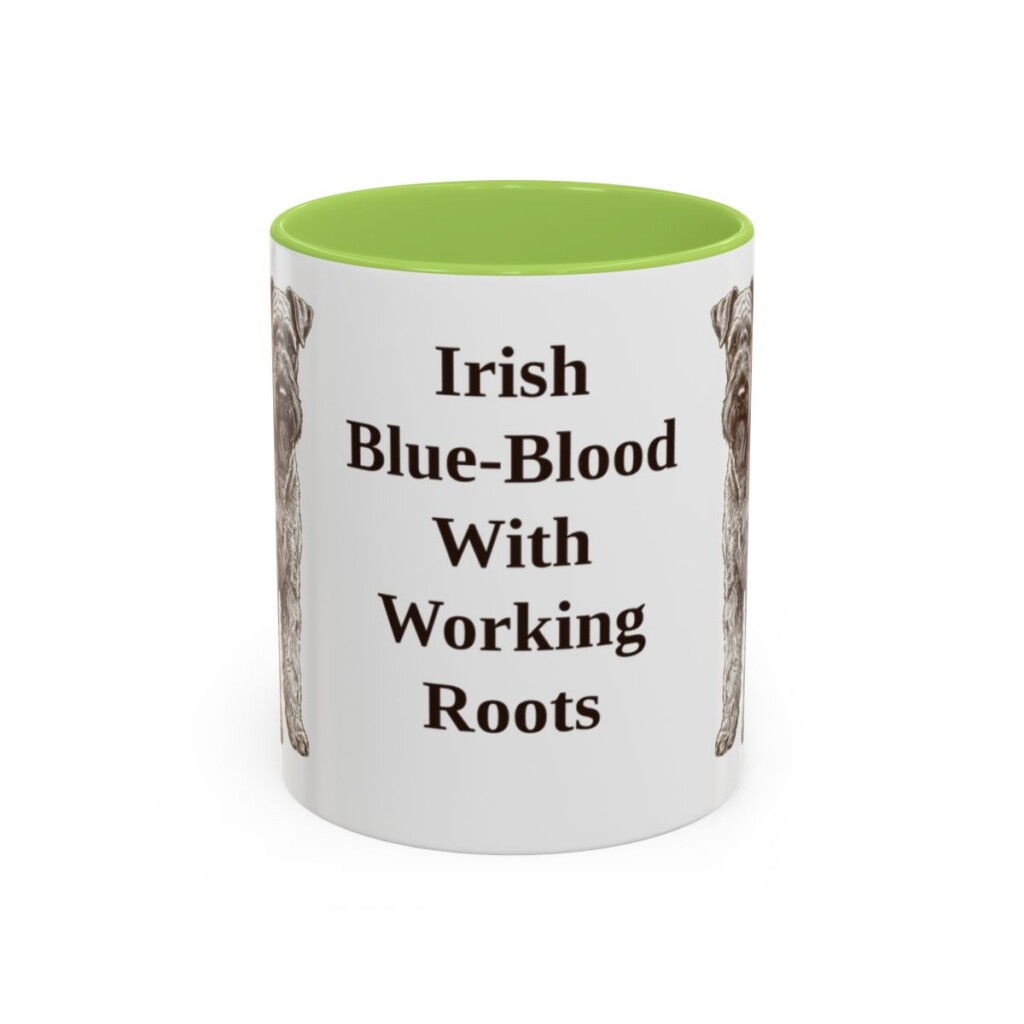 11oz Funny Kerry Blue Terrier Mug, Light Green, front view