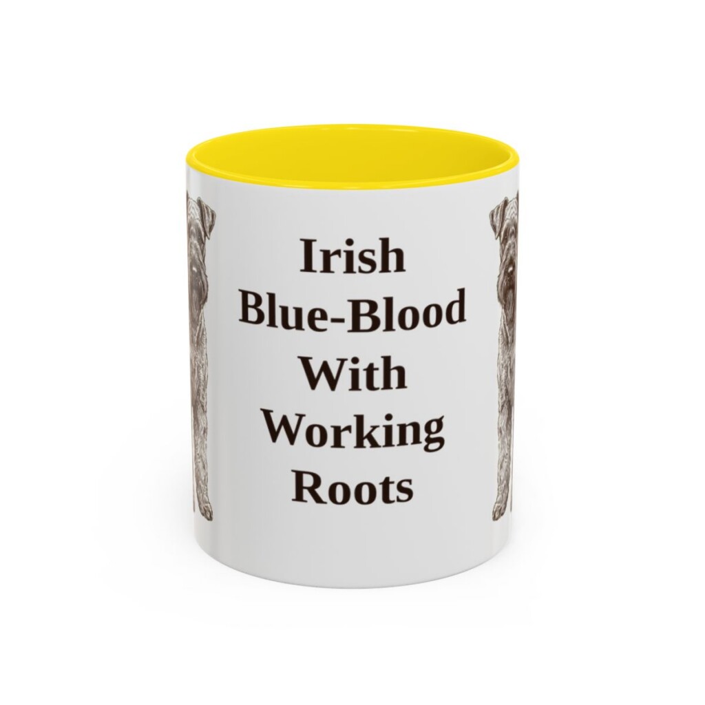 11oz Funny Kerry Blue Terrier Mug, Yellow, front view