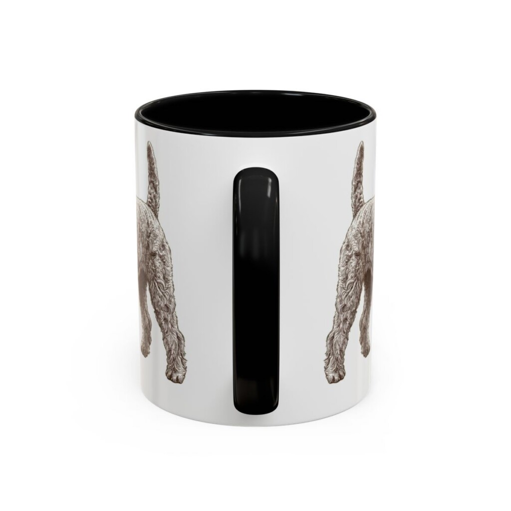 11oz Kerry Blue Terrier Latin Mug, Black, back view