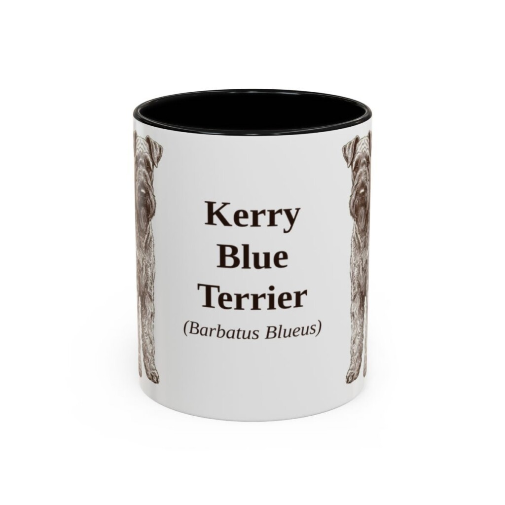 11oz Kerry Blue Terrier Latin Mug, Black, front view