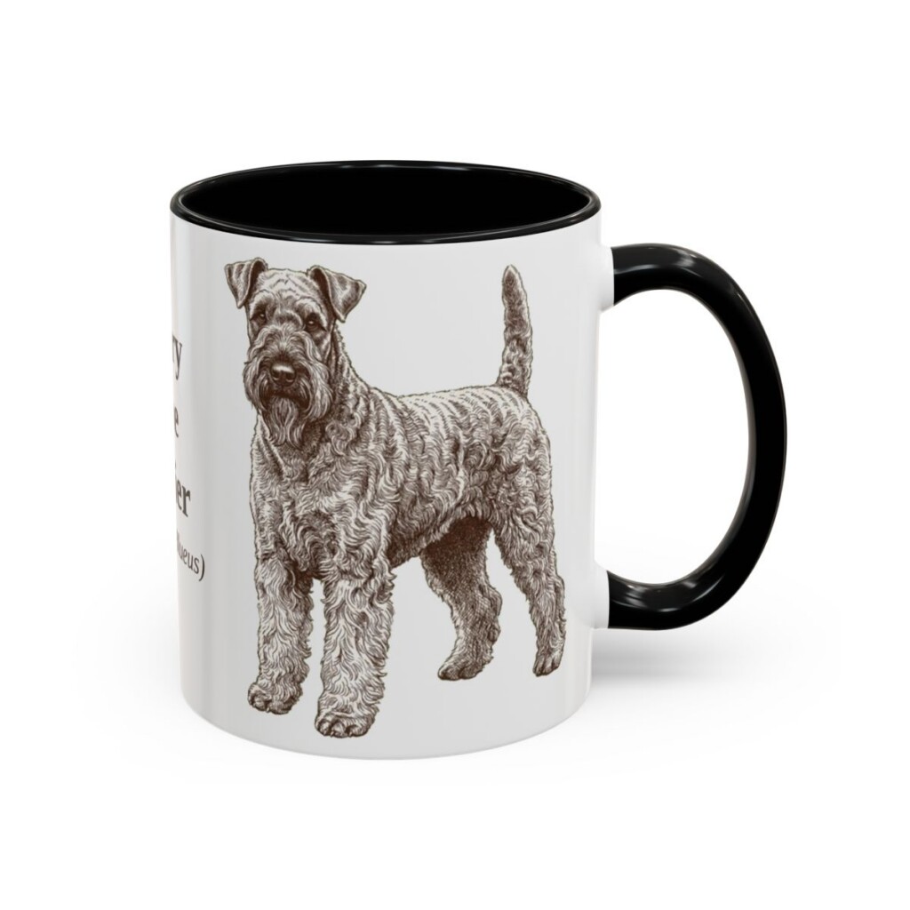 11oz Kerry Blue Terrier Latin Mug, Black, right side view