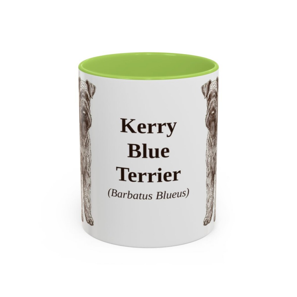 11oz Kerry Blue Terrier Latin Mug, Light Green, front view