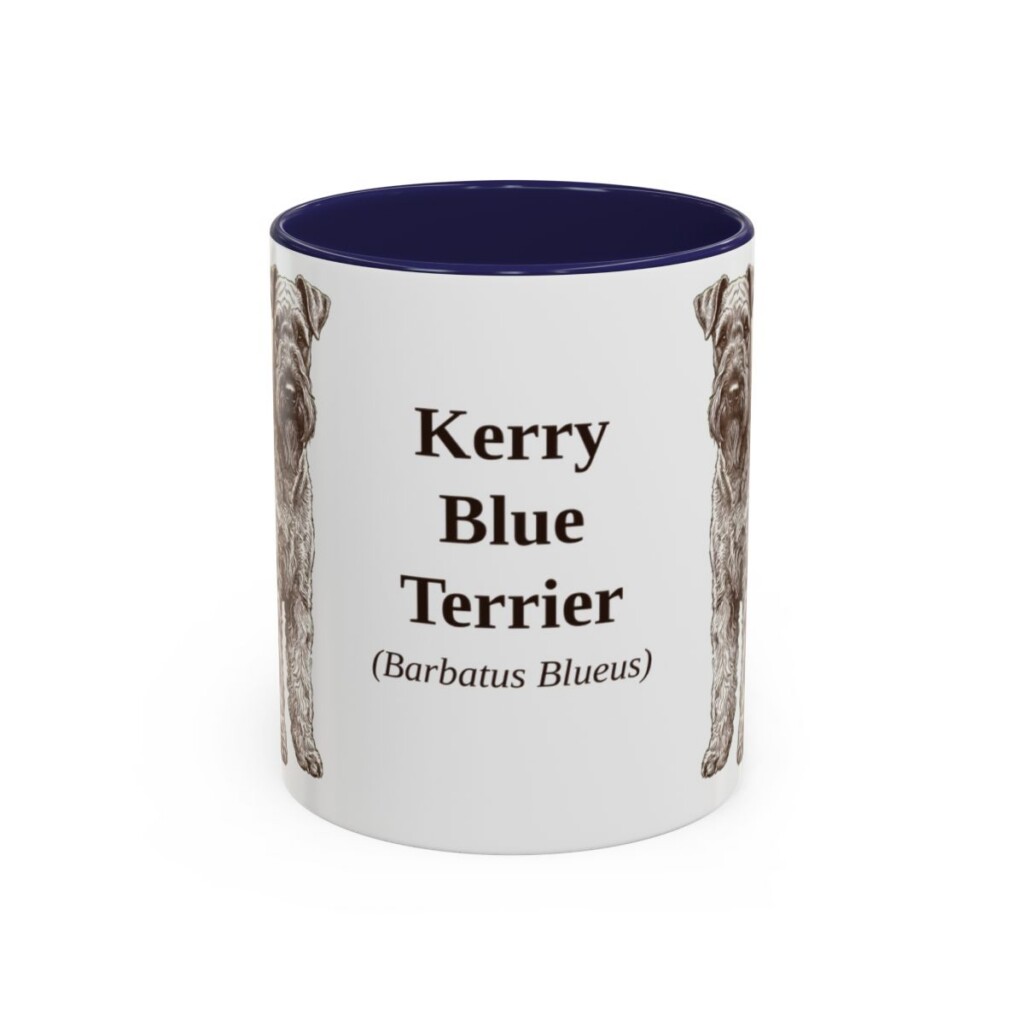 11oz Kerry Blue Terrier Latin Mug, Navy, front view