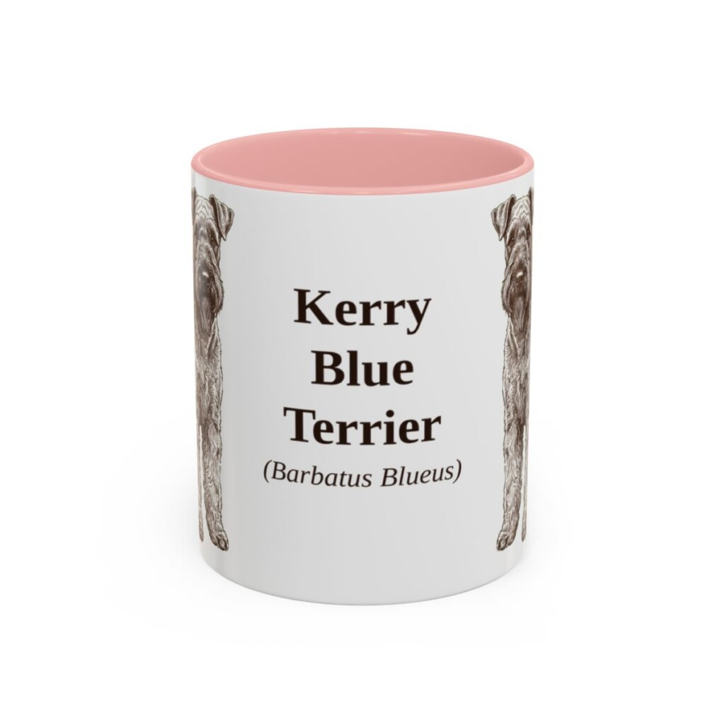 11oz Kerry Blue Terrier Latin Mug, Pink, front view