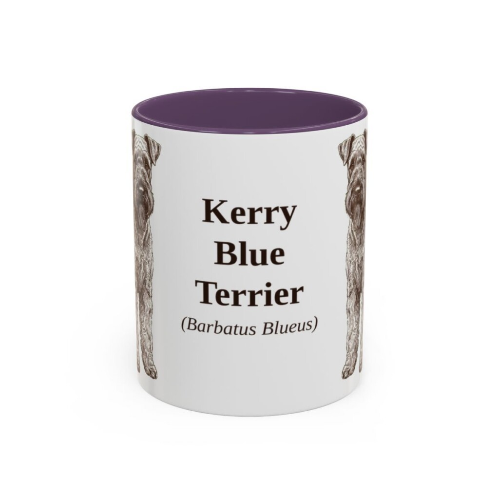 11oz Kerry Blue Terrier Latin Mug, Purple, front view