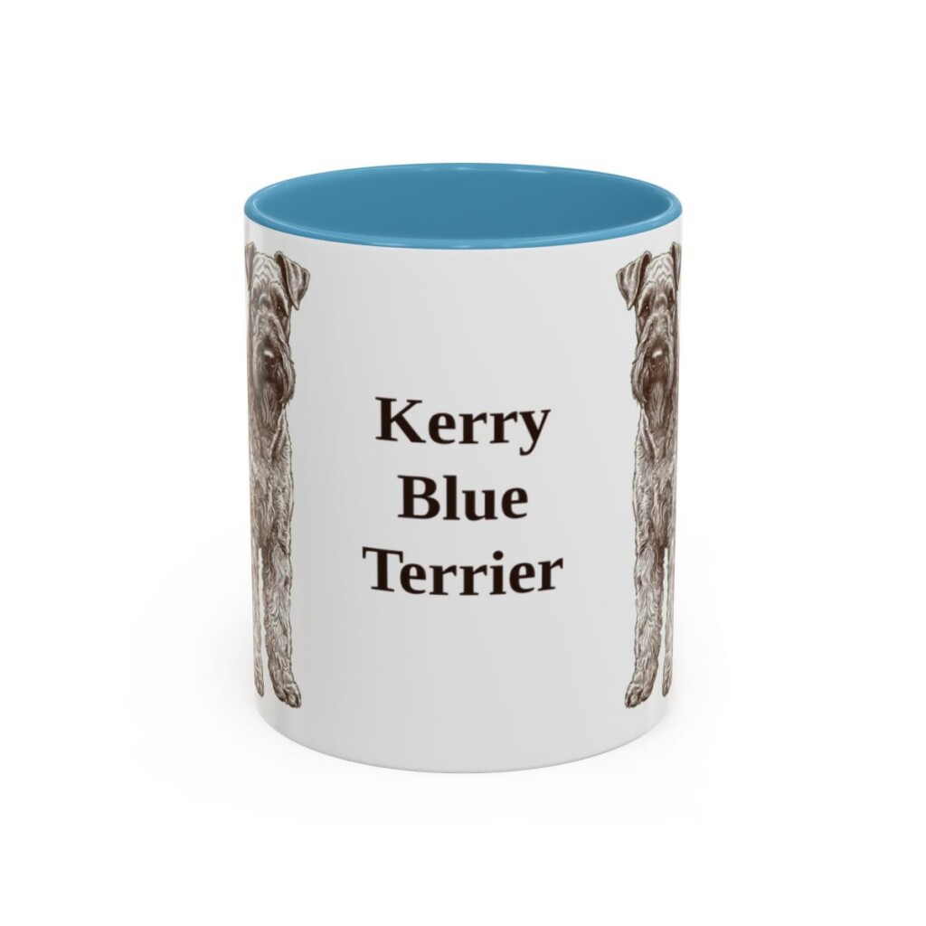 11oz Kerry Blue Terrier Mug, Light Blue, front view
