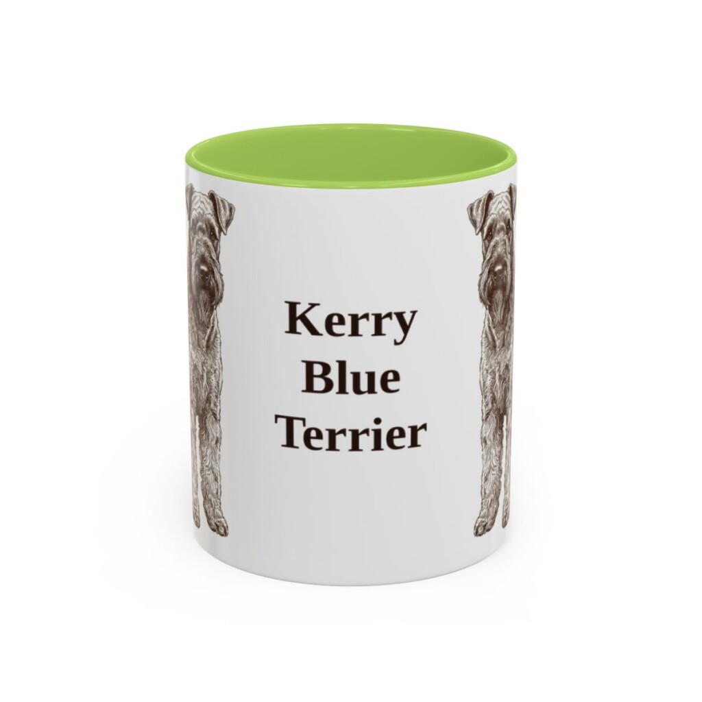 11oz Kerry Blue Terrier Mug, Light Green, front view