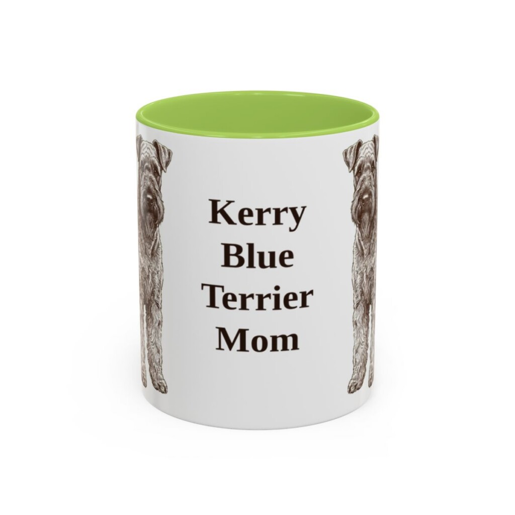 11oz-kerry-blue-terrier-mug-mom-light-green 11oz Kerry Blue Terrier Dog Mom Mug, Light Green, front view