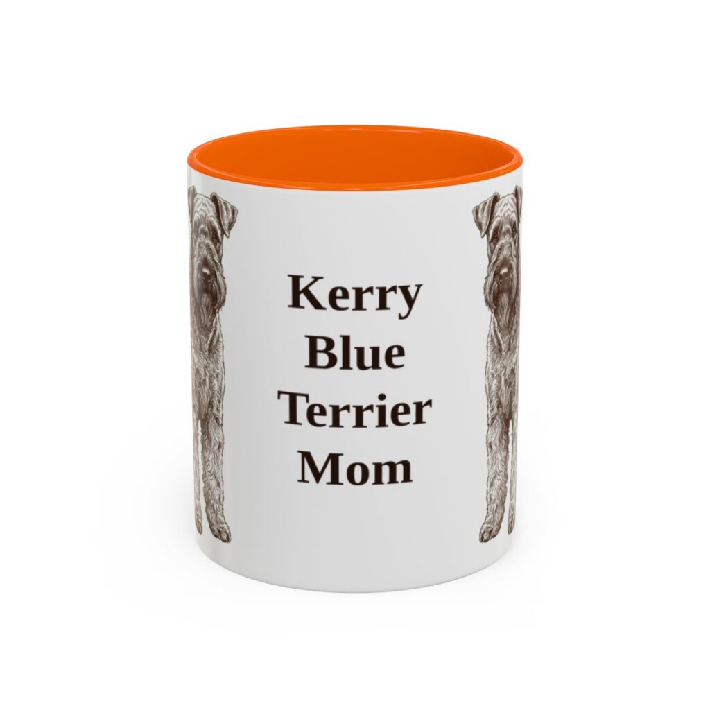 11oz-kerry-blue-terrier-mug-mom-orange 11oz Kerry Blue Terrier Dog Mom Mug, Orange, front view