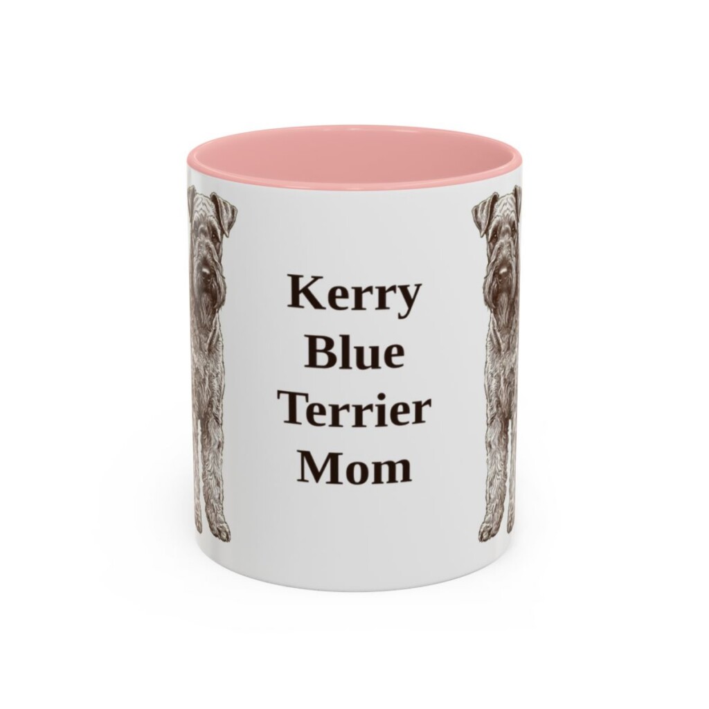 11oz-kerry-blue-terrier-mug-mom-pink 11oz Kerry Blue Terrier Dog Mom Mug, Pink, front view