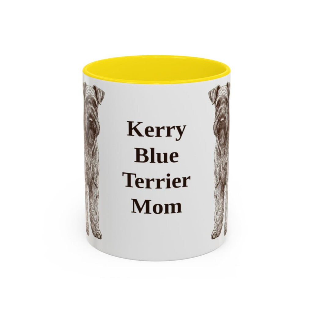11oz-kerry-blue-terrier-mug-mom-yellow 11oz Kerry Blue Terrier Dog Mom Mug, Yellow, front view