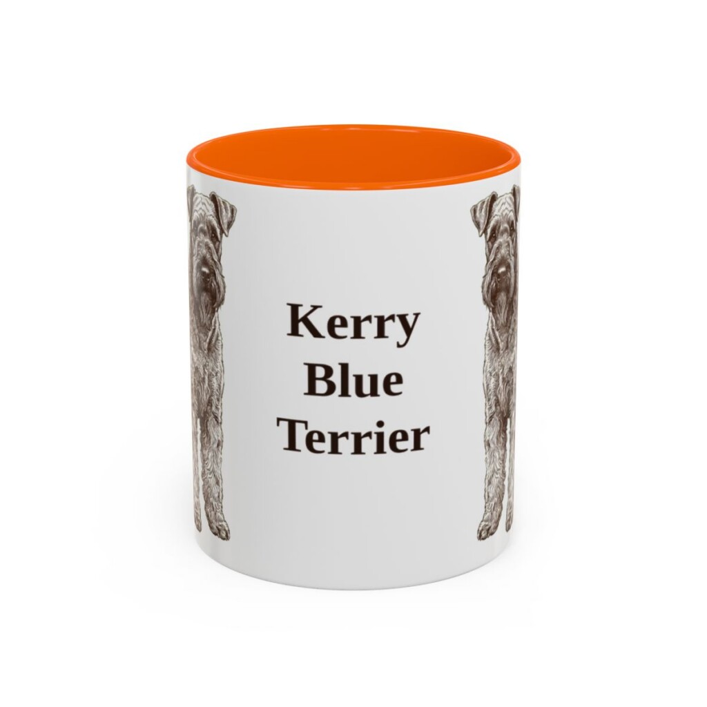11oz Kerry Blue Terrier Mug, Orange, front view