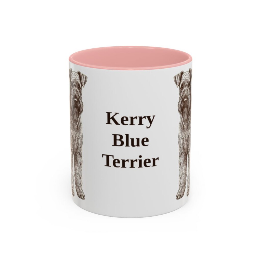 11oz Kerry Blue Terrier Mug, Pink, front view
