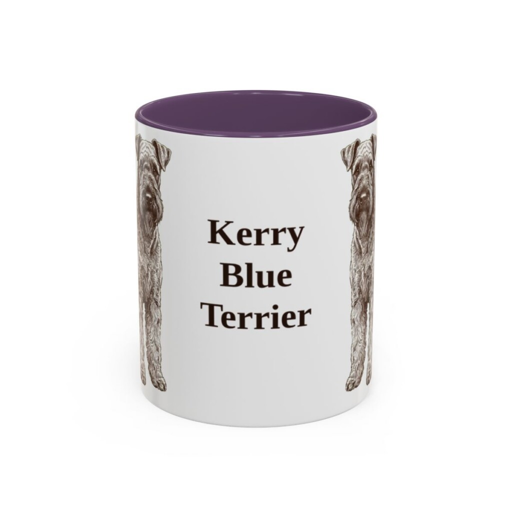 11oz Kerry Blue Terrier Mug, Purple, front view